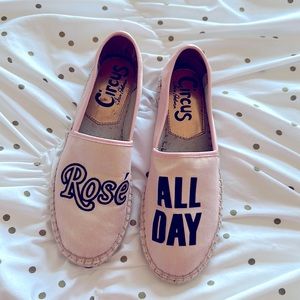 Circus by Sam Edelman, slip on canvas shoes that say Rosé all Day! So fun!!!
